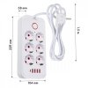 Maclean Listwa zasilająca MCE389 W 6 gniazd 4xUSB-A 1xUSB-C 110-240V, AC 50/60Hz, 2.1A max 2500W biała